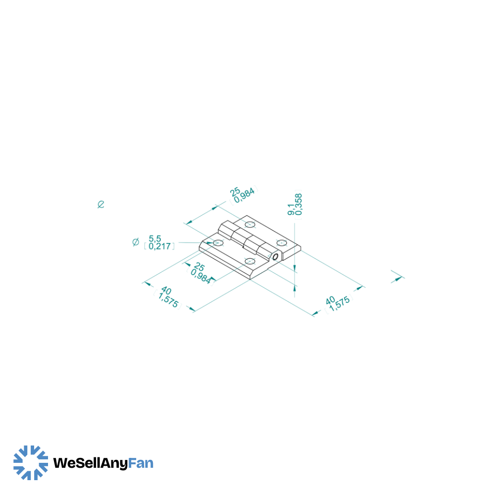 Nylon Symmetrical Hinge N 40x40